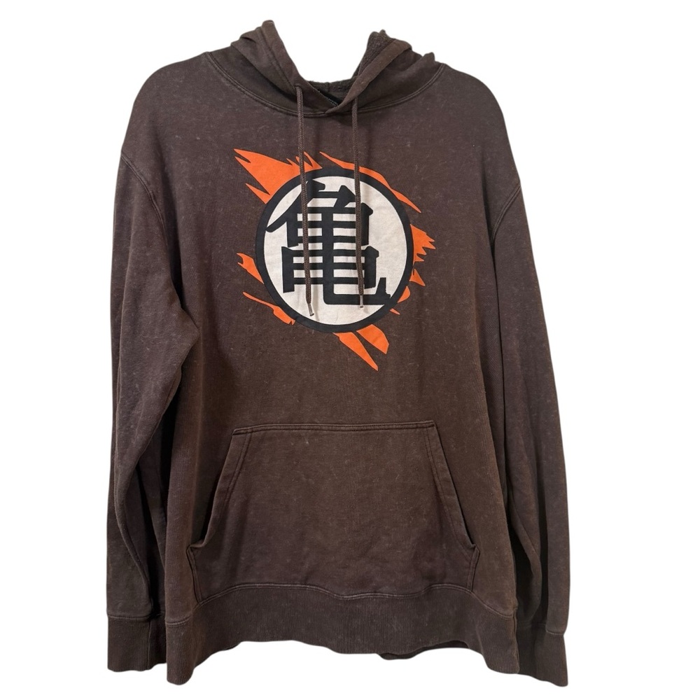 Dragon Ball Z Goku hoodie brown graphic anime sweatshirt LARGE cosplay